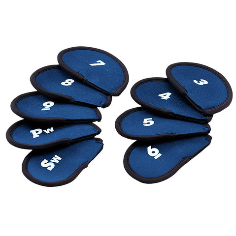 Blue Neoprene material set of 9 golf head iron covers