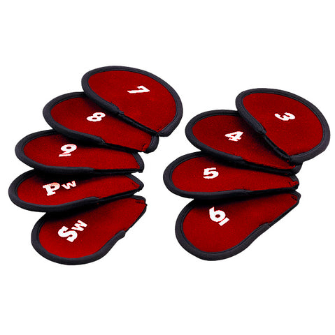 Red Neoprene material set of 9 golf head iron covers