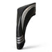 Black and silver head cover on a gray background