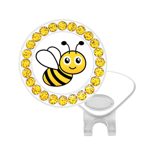 Navika golf marker with bee design and yellow crystals on a white background