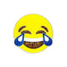 Emoticon with tears of joy on a yellow background