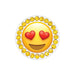 Emoticon with heart eyes and yellow gemstones on a white background