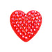 Red heart-shaped bubble wrap toy on a white background