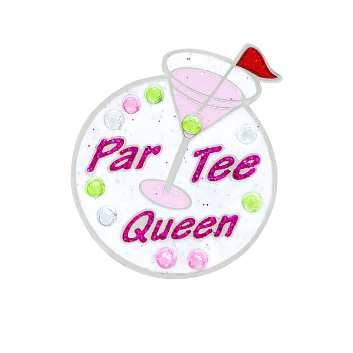 Decorative item with 'Par Tee Queen' text and a cocktail design on a white background