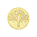 Gold coin Navika golf marker with a tree design and embedded crystals on a white background