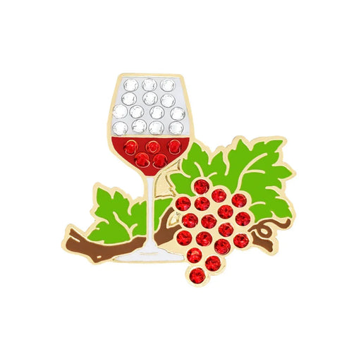 Navika golf marker Pin with a wine glass and grapes design on a white background
