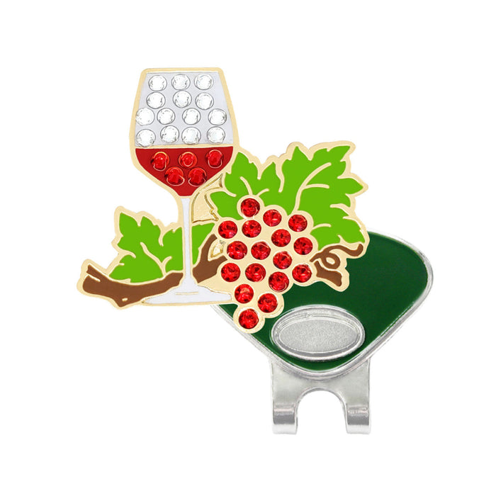 Navika golf marker with wine glass and grapes design on a white background