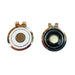 Two magnetic hat clips, one with a chrome finish and the other with a black and white design, both with a magnetic closure.