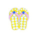 Yellow flip-flop with rhinestones on a white background