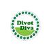 Golf ball marker with 'Divot Diva' text and green gemstones on a white background