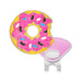 Donut-shaped magnetic clip with pink glaze and sprinkles on a white background