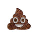 Glittery poop emoji pin on a white background