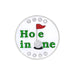 Golf ball marker with 'Hole in One' text and golf flag design on a white background