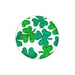 Green glittery shamrock design on a white background