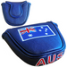 Blue golf putter cover with Australian flag and AUS embroidery, ideal for golf accessories