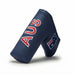 A navy blue textured golf club headcover featuring the word 'AUS' in red with a white outline and an Australian flag patch on the side, shown on a white background.