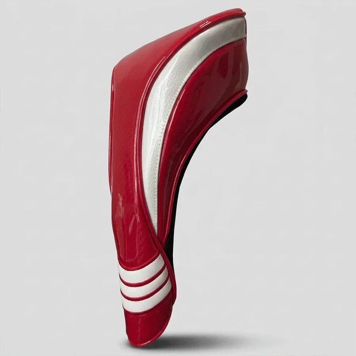 Red and white headcover with carbon fibre texture