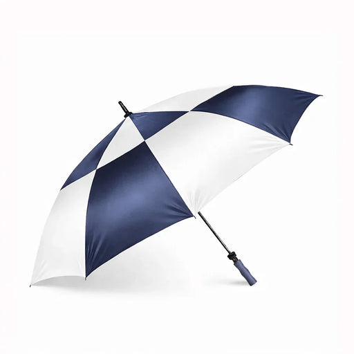 navy and white checkered umbrella on a white background golf umbrella