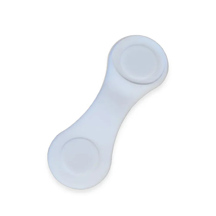 White silicone hat clip on a white background
