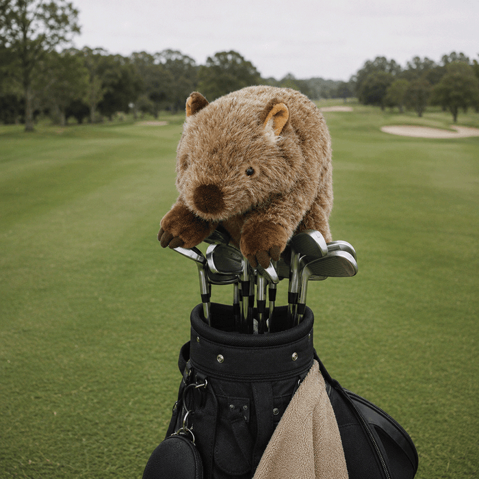 Cute Fluffy Wombat Golf Driver Head cover on the golf course