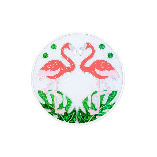 Navika golf marker with pink flamingo design on a white background