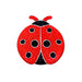 Red ladybug with black spots on a white background