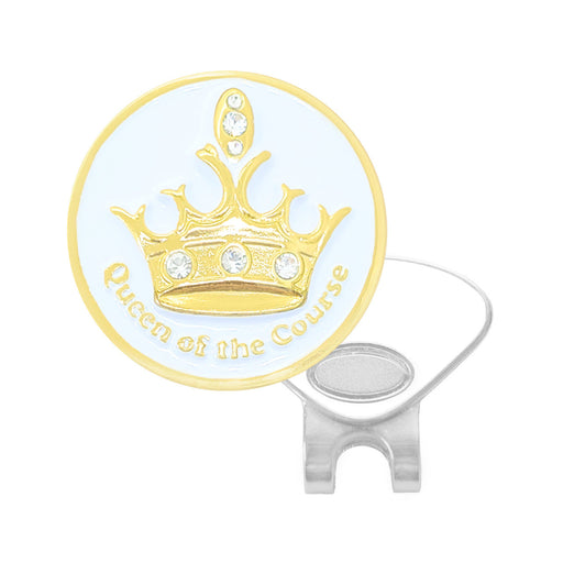 Gold crown design with 'Queen of the Course' text on a white background