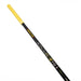 A single golf graphite shaft on a plain white background. The shaft is primarily black with a bright yellow grip and yellow printed details, along with yellow and white text and graphics.